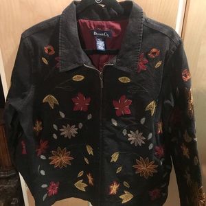 Denim&Co Jackets & Coats - Denim & Co Womans Black Jean Jacket Flower Design Denim&Co Jackets & Coats - Denim & Co Womans Black Jean Jacket Flower Design